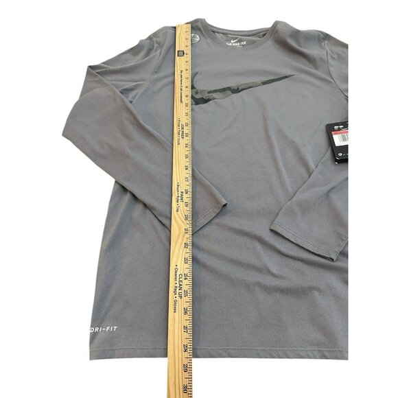 NWT Nike Dry-fit Long Sleeve Tee Mens Large Athletic Cut Gray Camo Textured Logo - Picture 6 of 6